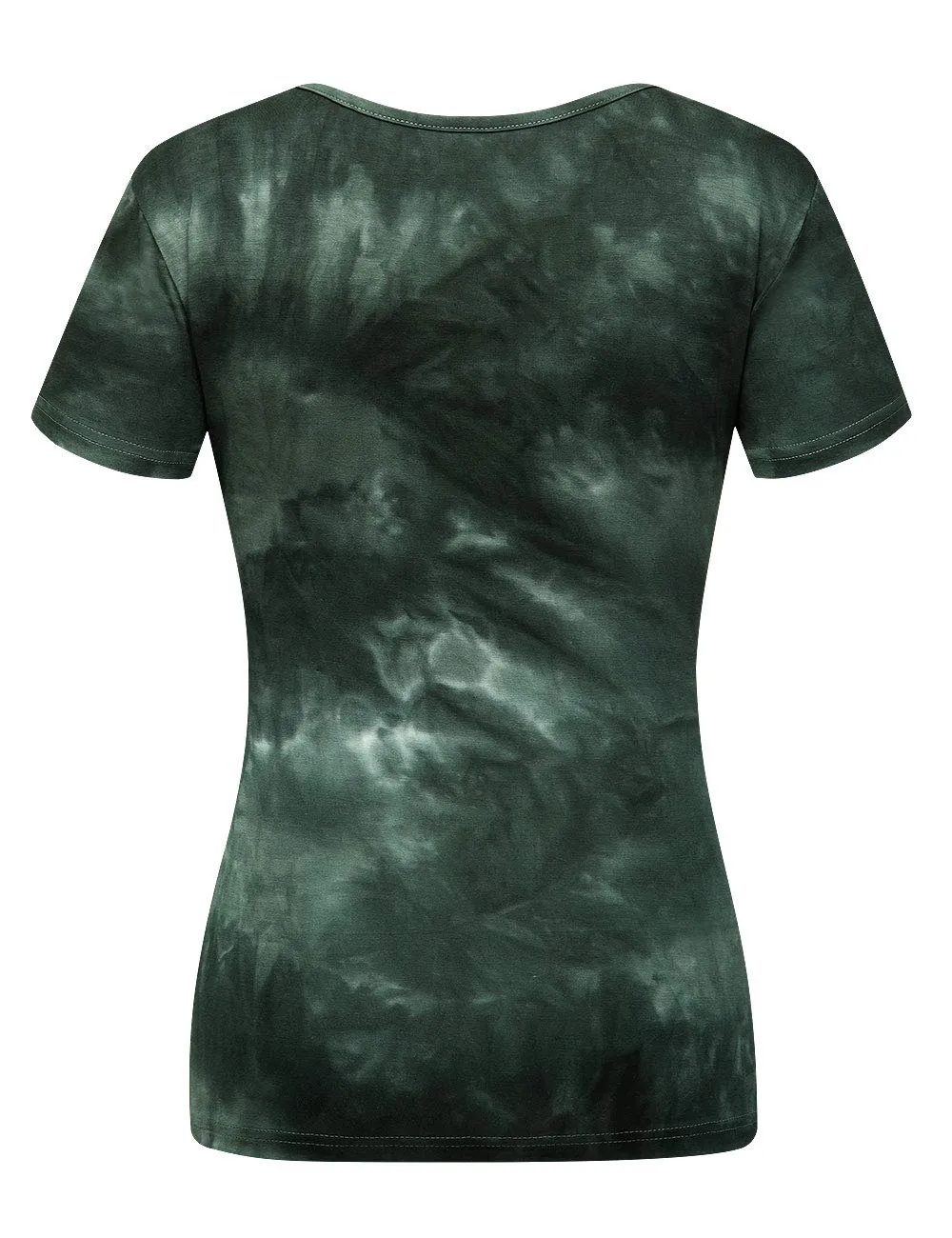 Beauhuty Tie Dye Shirts Womens Tops Deep V Neck Surplice Wrap Ruched Short Sleeve Fitted Tees (M, Short-Tie Dyed 02Green)