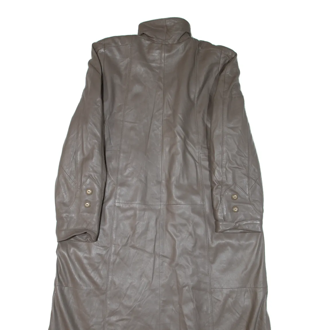 Quilted Lined Womens Overcoat Coat Grey Leather XL