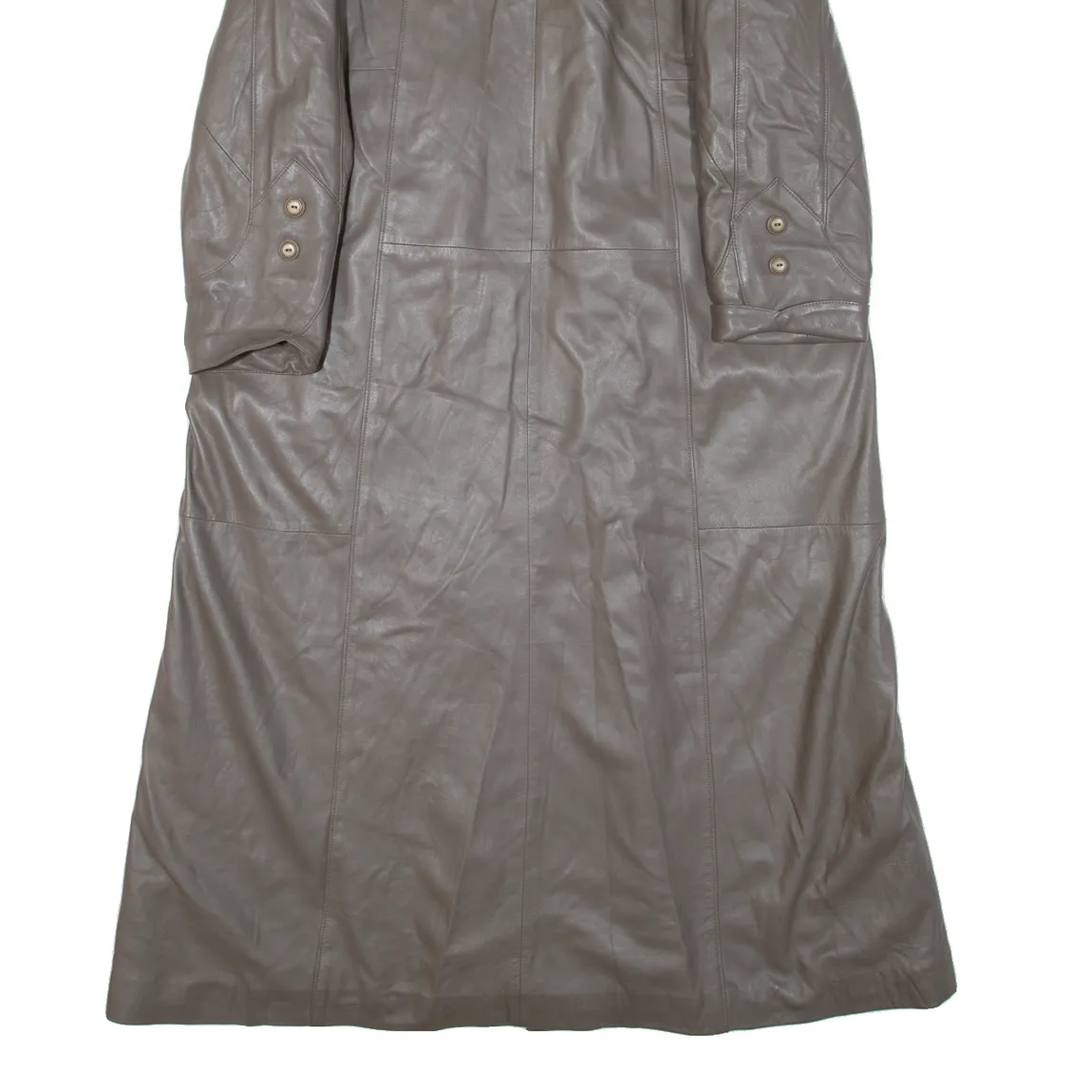 Quilted Lined Womens Overcoat Coat Grey Leather XL