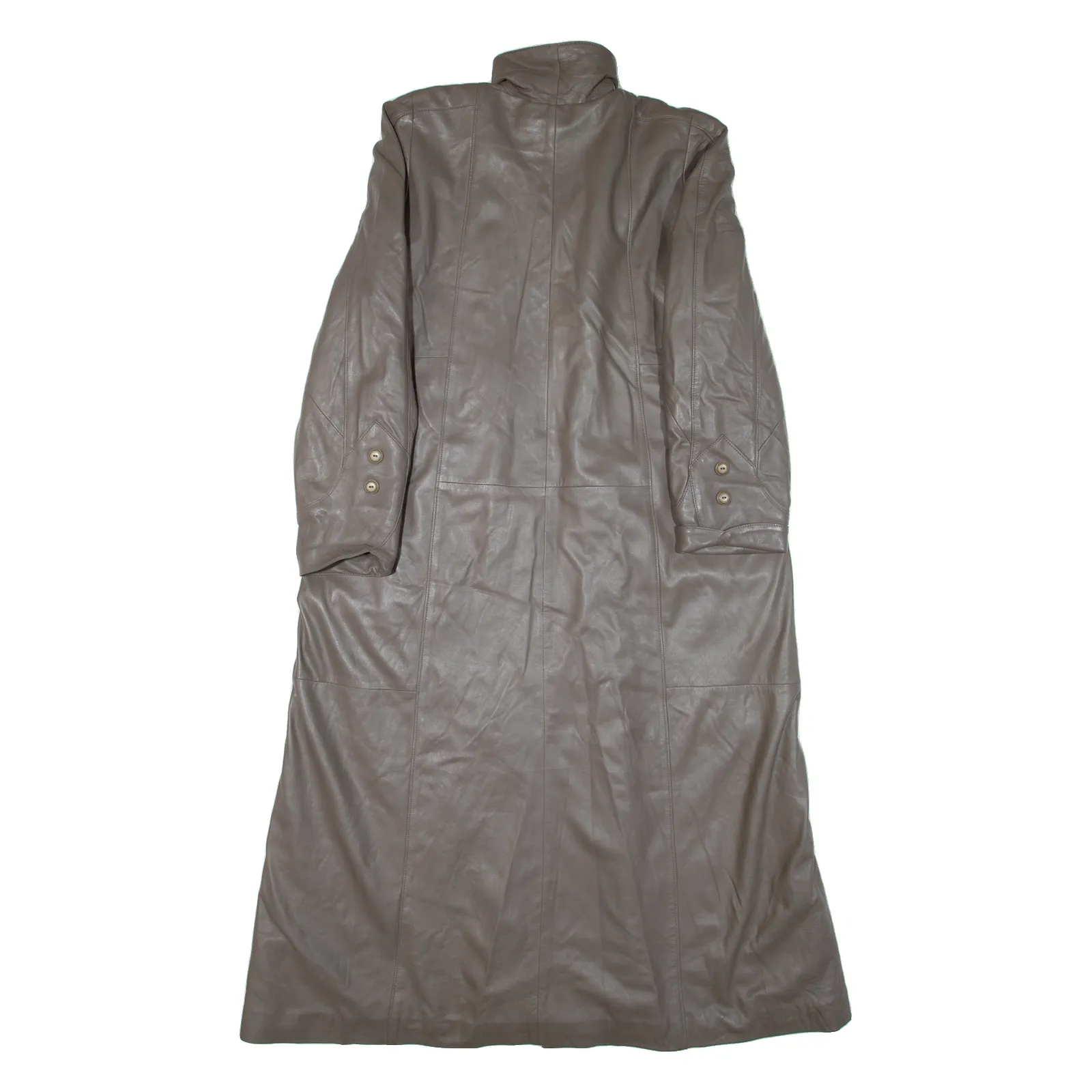 Quilted Lined Womens Overcoat Coat Grey Leather XL