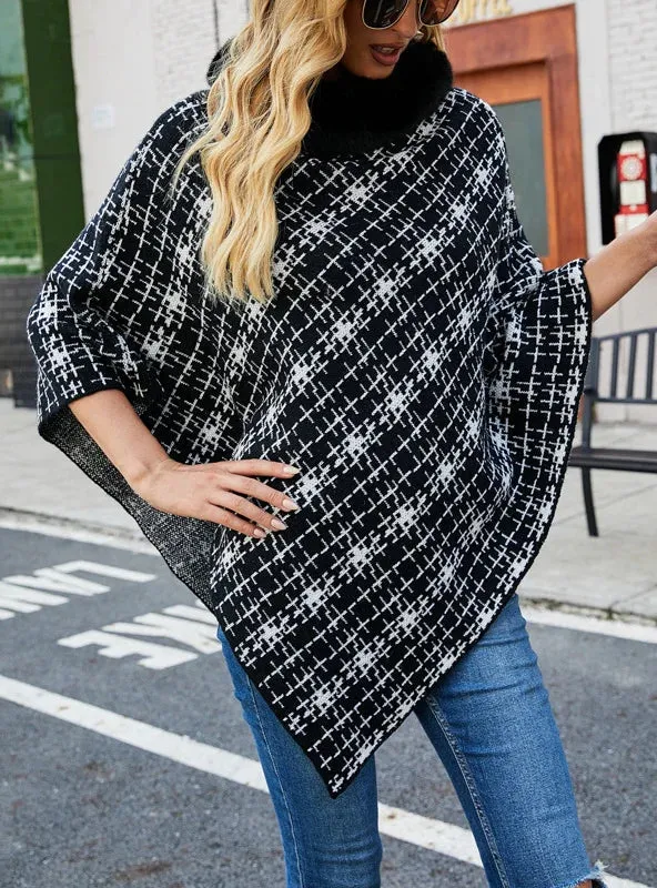 TastyHottie - COLLAR CAPE KNITTED PULLOVER SWEATER SHAWL