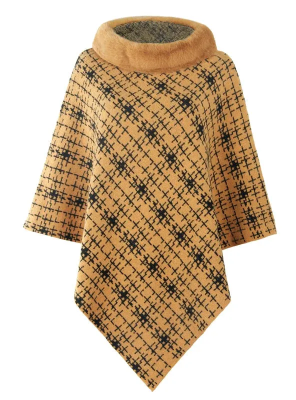 TastyHottie - COLLAR CAPE KNITTED PULLOVER SWEATER SHAWL