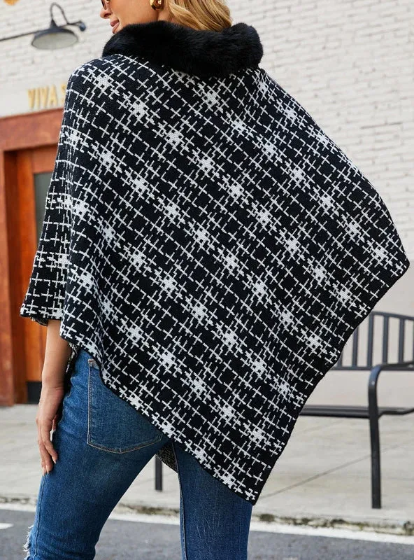 TastyHottie - COLLAR CAPE KNITTED PULLOVER SWEATER SHAWL