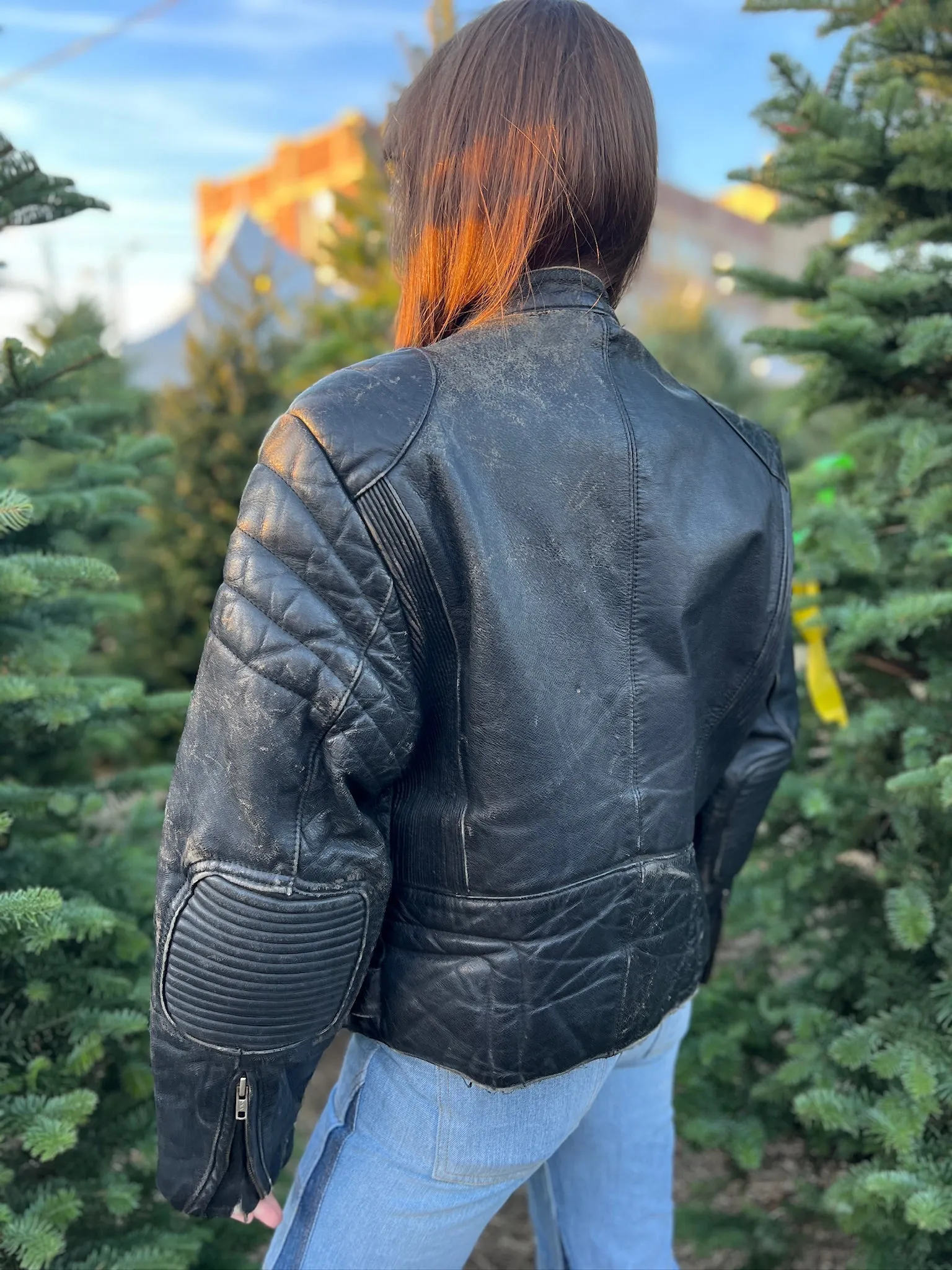 Vintage Black Leather Heavy Duty Motorcycle Jacket, Berman's