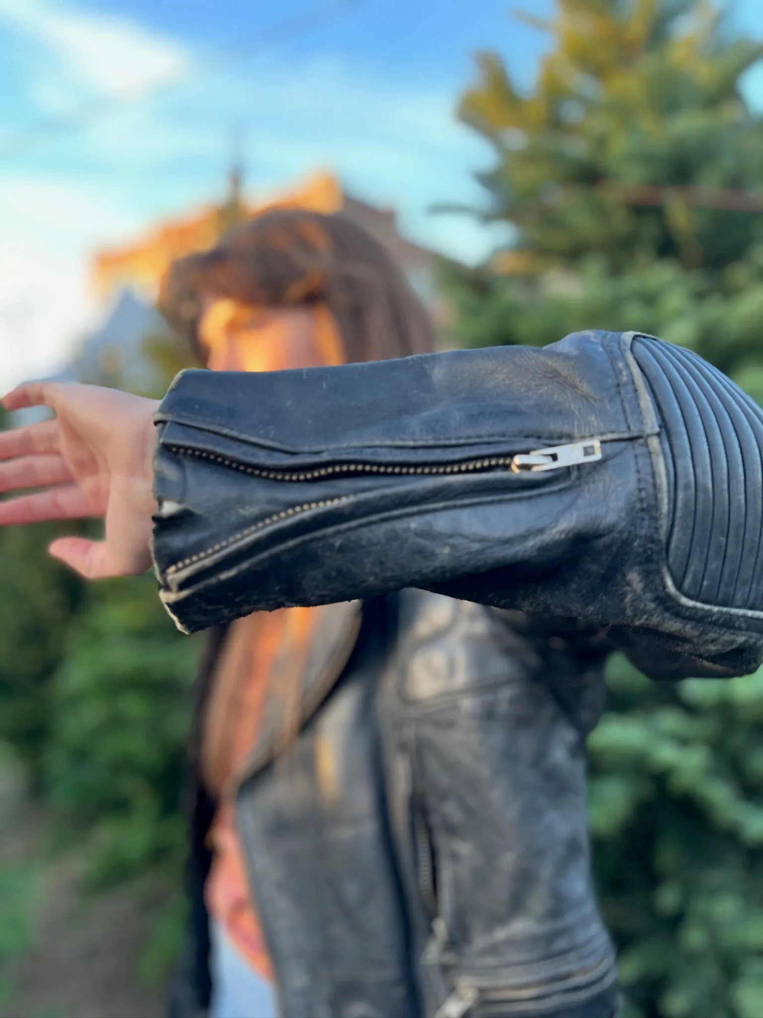 Vintage Black Leather Heavy Duty Motorcycle Jacket, Berman's