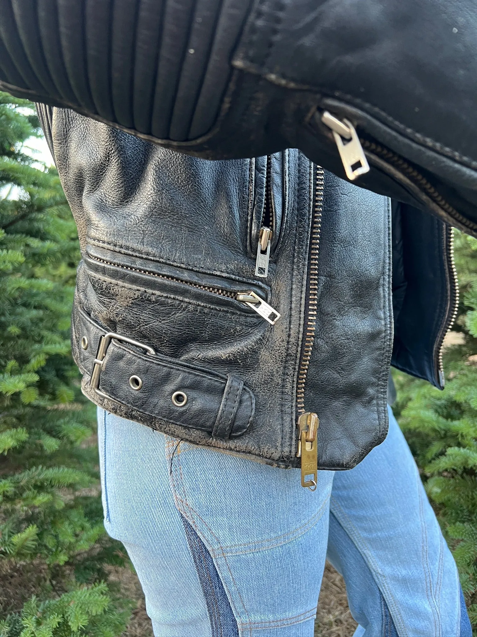 Vintage Black Leather Heavy Duty Motorcycle Jacket, Berman's