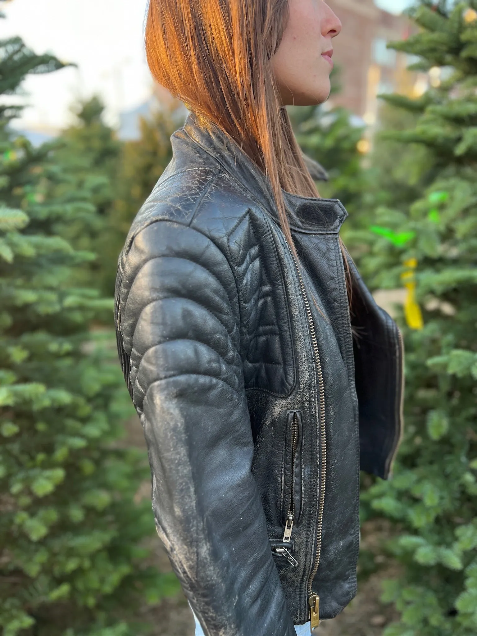 Vintage Black Leather Heavy Duty Motorcycle Jacket, Berman's