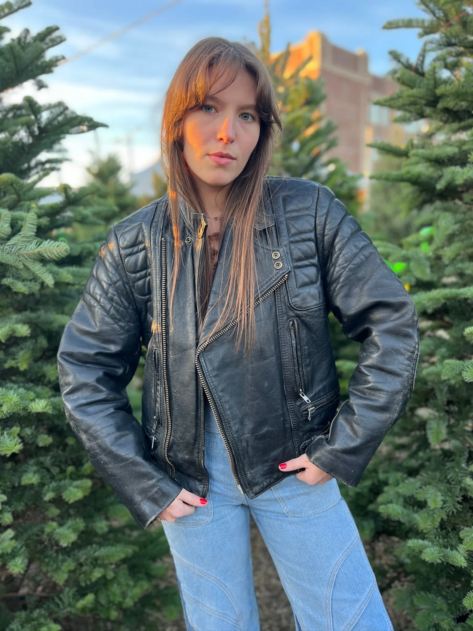 Vintage Black Leather Heavy Duty Motorcycle Jacket, Berman's