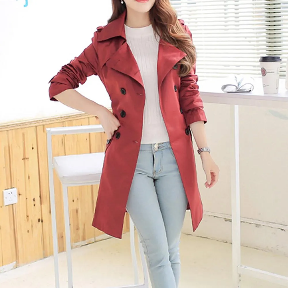 Women's Classic Khaki Double Breasted Trench Coat